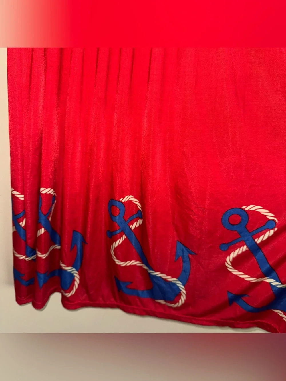Isla Bonita Red One Size Anchor Printed Long Smocked Pullover Easy Dress NWT!